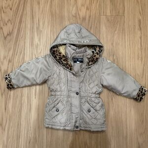 Big Chill Kids Leopard Lined Puffer Jacket - Gray